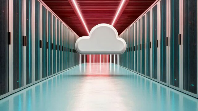 A digital cloud representing data storage, floating in a modern