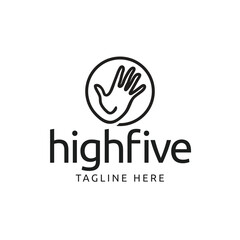 Obraz premium high five hand minimalist logo vector