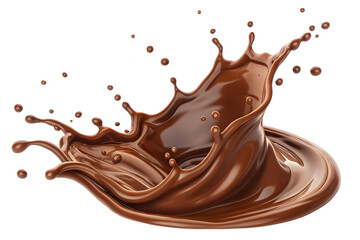 Chocolate splash with droplets, a delicious and sweet treat on a transparent background