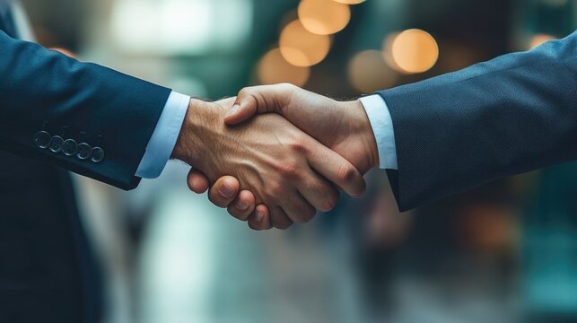 Businessmen making handshake with partner, greeting, dealing, merger and acquisition, business joint venture concept, for business, finance and investment background, teamwork and successful business.