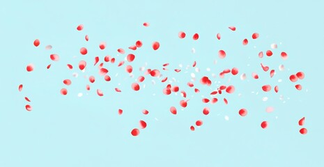 Falling Petals on Light Blue Background