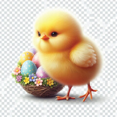 Cute Easter Chick Isolated on White Background with Transparent Effect write me the