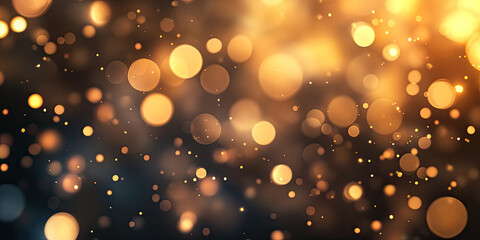 Bokeh Light Effects in Warm Golden Tones Creating a Soft, Dreamy and Elegant Atmosphere