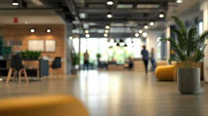 Business office with blurred people casual wear, with blurred bokeh background. 