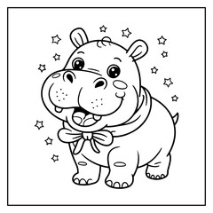 Fototapeta premium Kawaii Animals Bold and Easy Coloring Book for Kids and Adults
