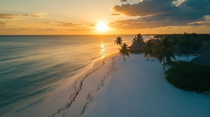 Sunset serenity beach landscape photography tropical paradise captivating scenery aerial view peaceful atmosphere