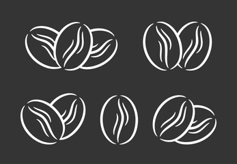 Hand drawn coffee beans, dark background, vector eps10 illustration