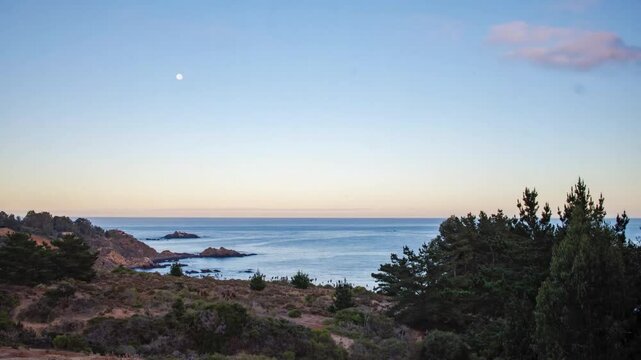 Quintay Casablanca Chile Valparaiso beach sea foam, morning drone moon time lapse