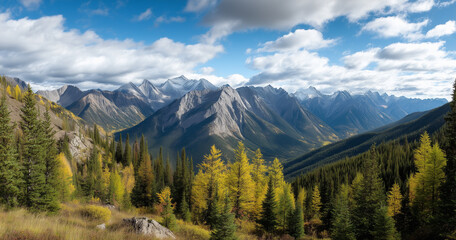 Panorama mountain autumn landscape	