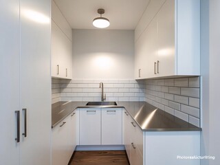Minimalist kitchen renovation design showing functionality, simplicity, cleanliness, organization