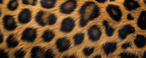 An ultra-detailed macro close-up of a leopards fur, focusing on the golden-yellow base with dark spots