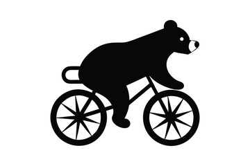 Silhouette art illustration of a bear riding a bicycle.eps