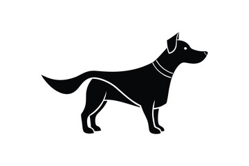 Silhouette art illustration of a dog in a superhero cape.eps
