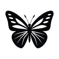 Paper Cutout Butterfly Icon with Shadow Silhouette Vector Illustration