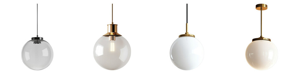 Globe pendant light Isolated on transparent background. PNG , Set of
