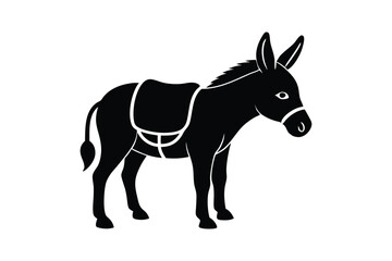 Silhouette art illustration of a donkey with a backpack.eps
