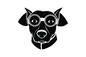 Silhouette art illustration of a dog with aviator goggles.eps