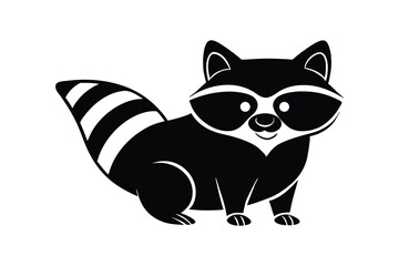 Silhouette art illustration of a raccoon wearing sunglasses.eps