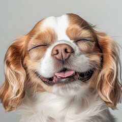 Happy Smiling Dog Portrait Closeup of a Cute Puppy With Tongue Out