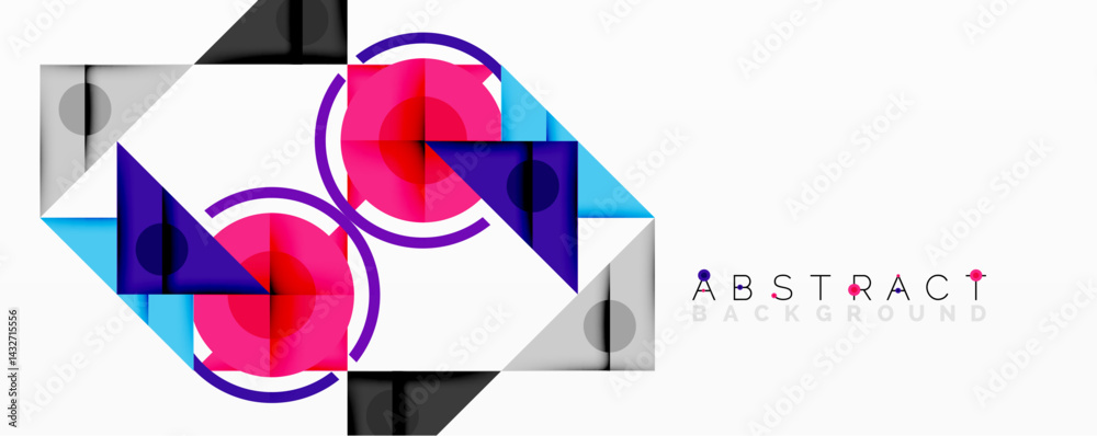 Poster modern abstract design. geometric shapes, vibrant colors, clean lines create dynamic composition. mi
