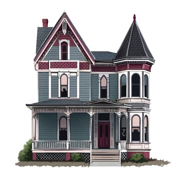 A cute house model of Gothic Revival house vector
