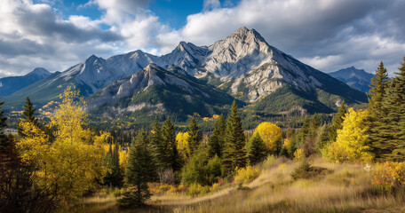 Fototapeta premium Panorama mountain autumn landscape 
