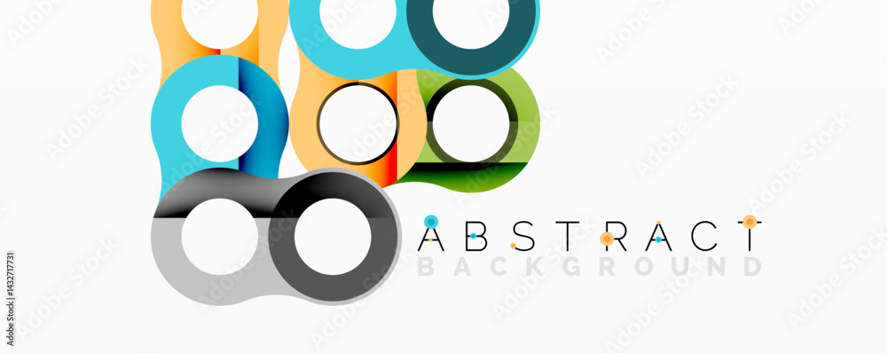 Poster colorful overlapping circles create modern abstract background. simple shapes, vibrant hues, clean d