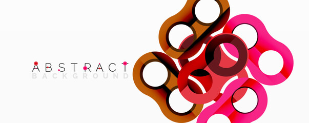 Naklejka premium Modern abstract design features overlapping circles, brown, pink, white hues. Clean composition, simple shapes create dynamic visual effect.