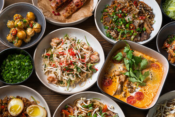 Assorted Asian Noodle and Soup Dishes