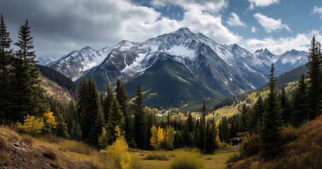 Panorama mountain autumn landscape	