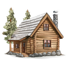 A Cute house model of Log Cabin house vector