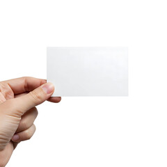 Obraz premium Hand Holding a Blank White Rectangular Card isolated on transparent background 