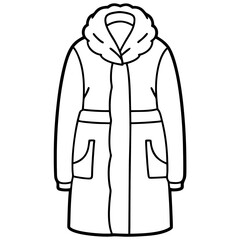 Line art vector silhouette of a thick winter coat
