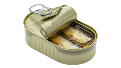 Sardines in a Tin Can Isolated on Transparent Background
