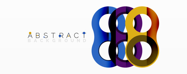 Naklejka premium Colorful abstract design features overlapping circles. Gradient shades create dynamic visual effect. Modern, clean aesthetic.