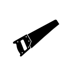 Hand saw vector icon in black silhouette with teeth
