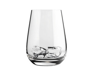 Clear Glass Tumbler with Ice Cubes on Transparent Background, PNG