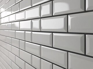 White Glossy Subway Tiles with Dark Grout