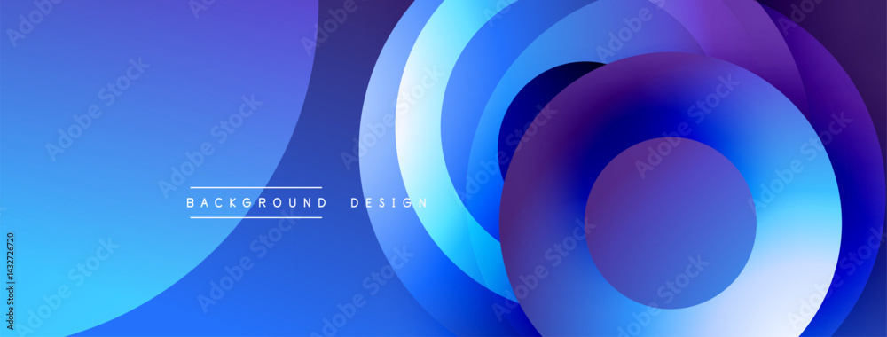 Leinwandbilder Abstract blue layers create dynamic circular composition. Gradient shades offer modern visual appeal. Minimalist design for backgrounds.