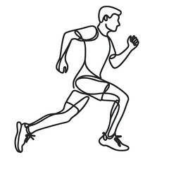 Fototapeta premium Simple one line drawing of running man silhouette . Transparent background png file