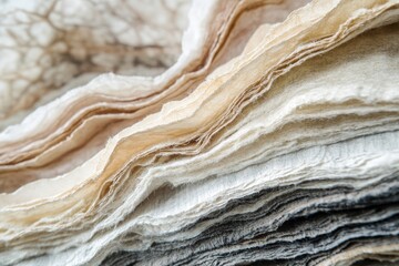 Obraz premium Stacked layers of various neutral colored fabrics.