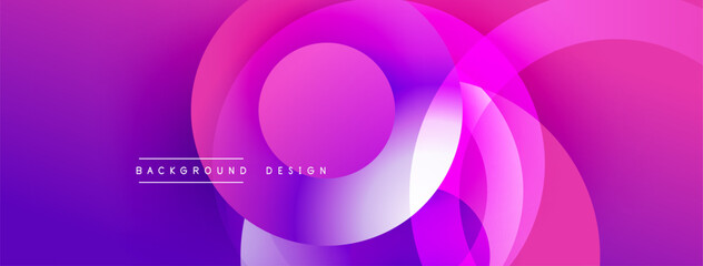 Abstract circles overlap, creating vibrant purple, pink gradients. Modern design element for backgrounds, presentations. Smooth transitions visible.