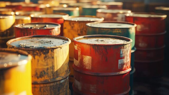 Toxic substance, Chemical waste drums, Pollution chemical oil drums in the chemical plant	