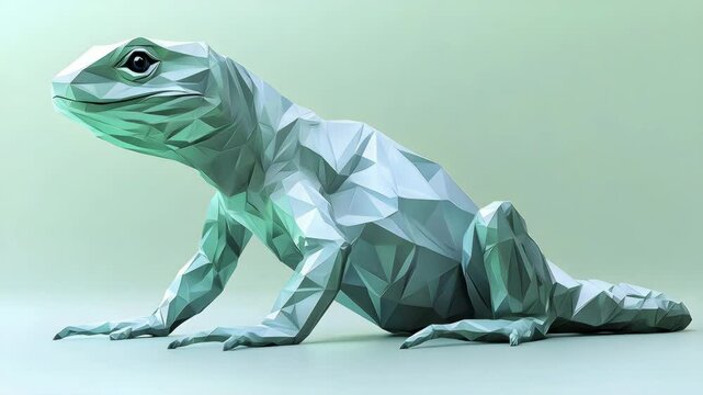 Colorful frog sculpture composed of various geometric shapes and abstract design elements