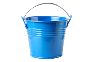 blue metal bucket isolated on white background PNG. GENERATIVE AI