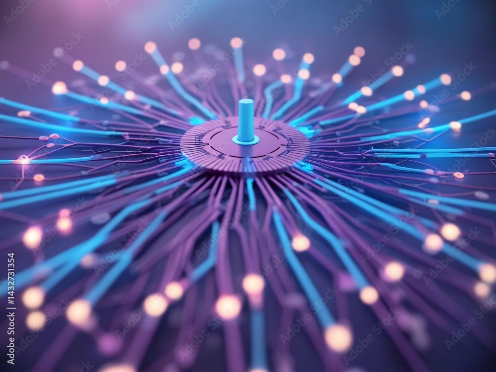 Poster central hub: interconnected neural network with glowing nodes