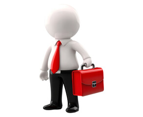 Business character with briefcase isolated on transparent background