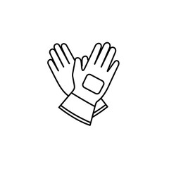 Obraz premium Protective gloves icon in outline vector style