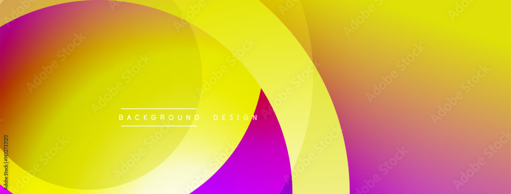 Poster Abstract colorful background. Overlapping circles create vibrant gradients, yellow, orange, pink hues dominate composition. Modern design element.