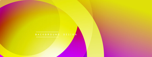 Abstract colorful background. Overlapping circles create vibrant gradients, yellow, orange, pink hues dominate composition. Modern design element.